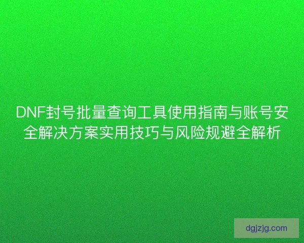 DNF封号批量查询工具使用指南与账号安全解决方案实用技巧与风险规避全解析