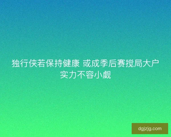 独行侠若保持健康 或成季后赛搅局大户实力不容小觑