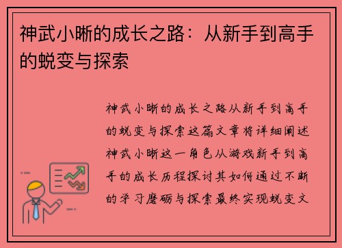 神武小晰的成长之路：从新手到高手的蜕变与探索
